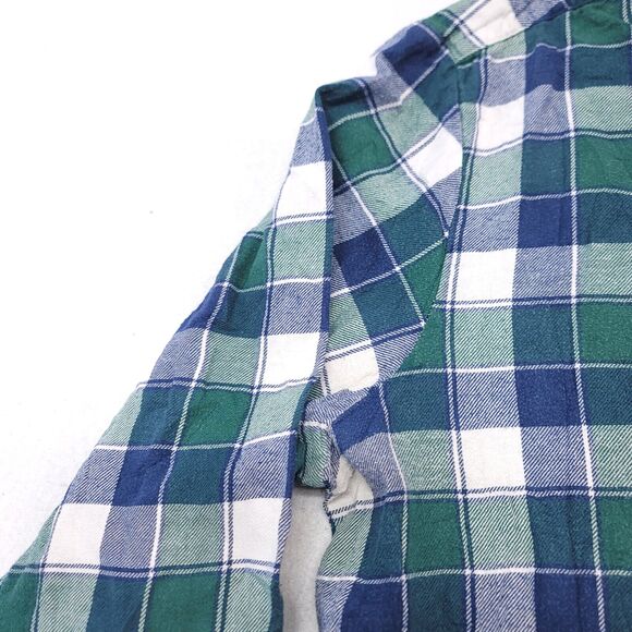 John Ashford Gingham Flannel Casual Button Up Shirt Mens Size L Blue Green White - Picture 4 of 10